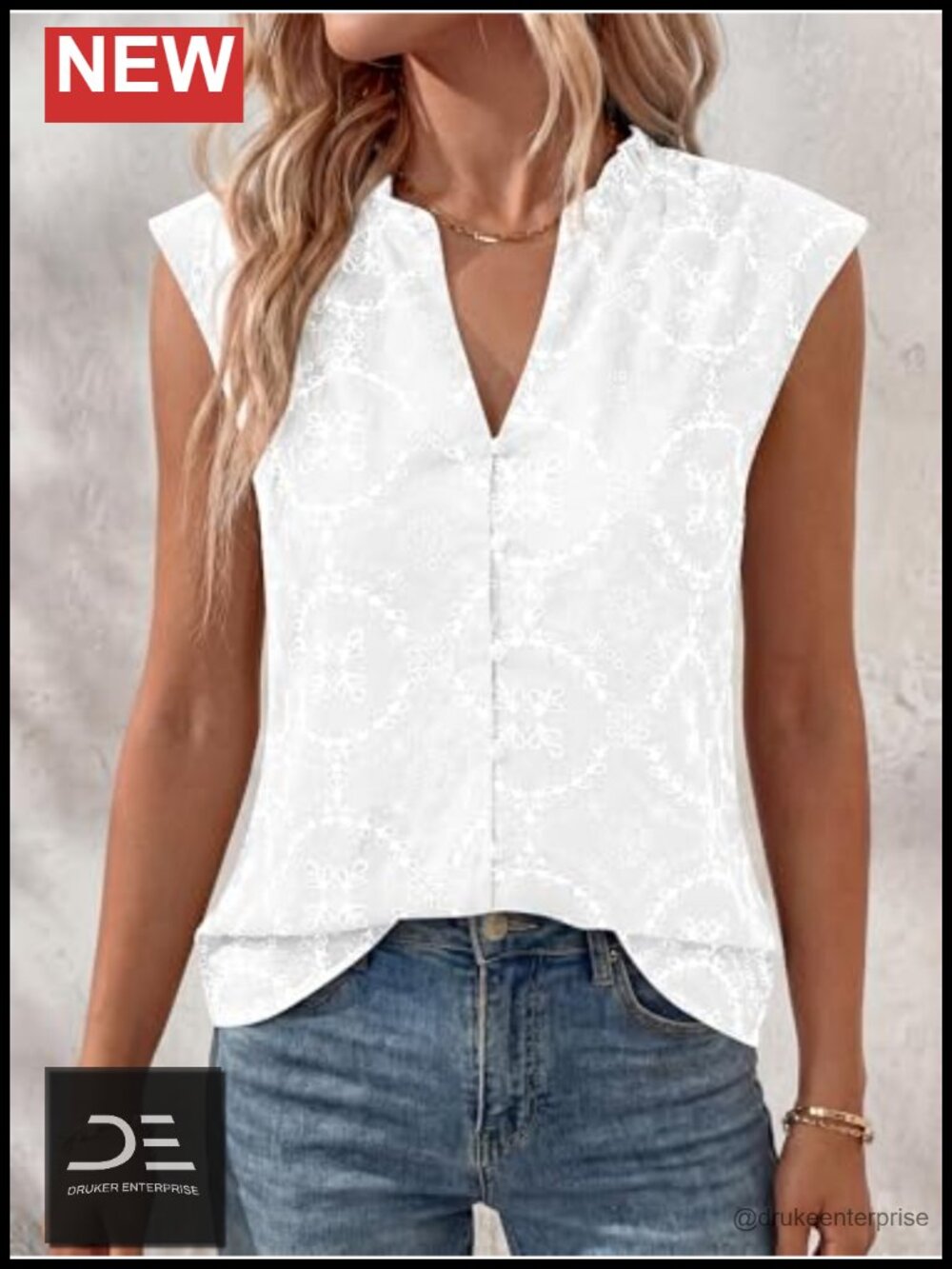 Sleeveless Button Down Boho Top Eyelet Embroidered Cotton Blouse Summer Beach - Picture 2 of 6